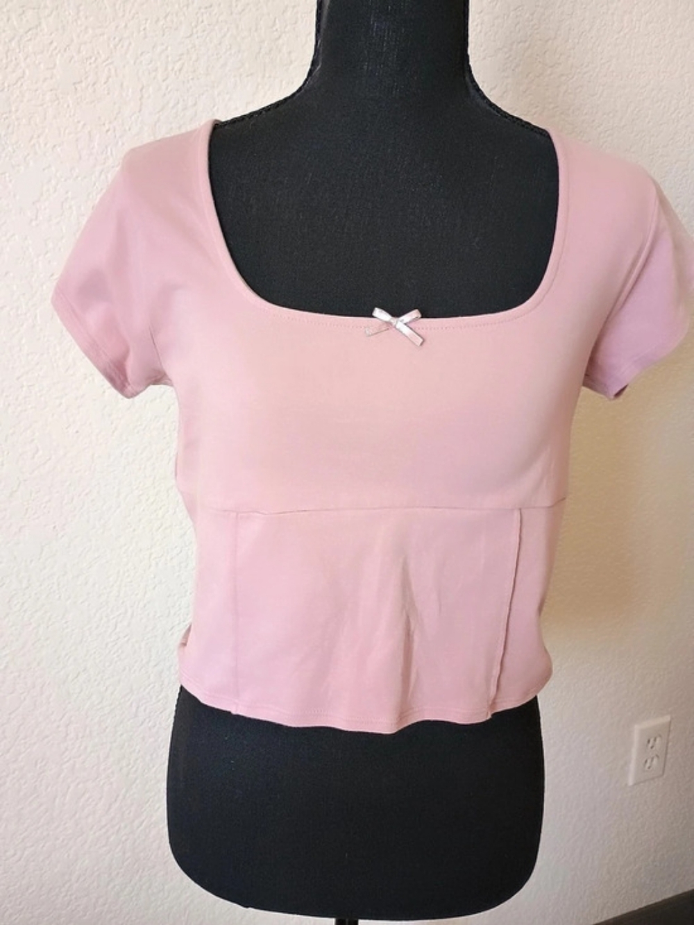 PAC Short Sleeve Peplum Top in Pink Size Large